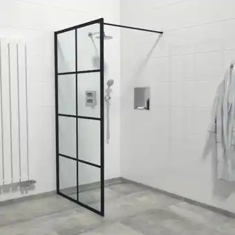 Saniclass bellini inloopdouche 120x200cm veiligheidsglas mat zwart frame windows buitenzijde met anti kalk tweedekans