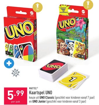 ALDI Mattel Kaartspel UNO aanbieding