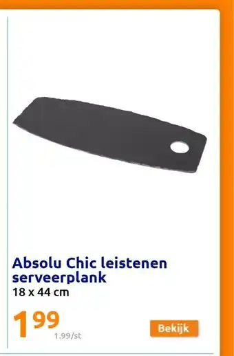 Action Absolu Chic leistenen serveerplank 18x44 cm aanbieding