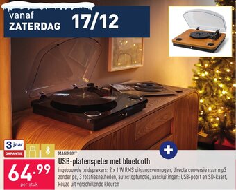ALDI Maginon USB-platenspeler met bluetooth aanbieding