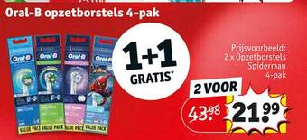 Kruidvat Oral-b opzetborstels 4-pak aanbieding