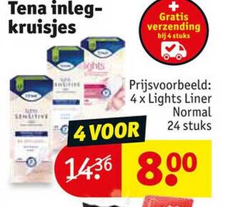 Kruidvat Tena inlegkruisjes aanbieding