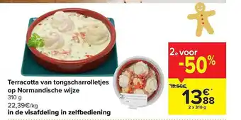 Carrefour Terracotta van tongscharrolletjes op normandische wijze aanbieding