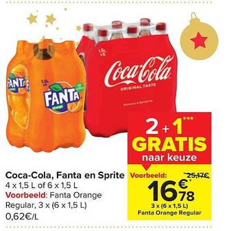 Carrefour Cocacola, fanta en sprite aanbieding