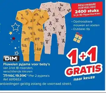Carrefour Fluwelen pyjama voor baby's aanbieding