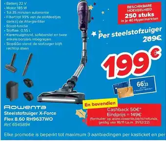 Carrefour Rowenta steelstofzuiger xforce aanbieding