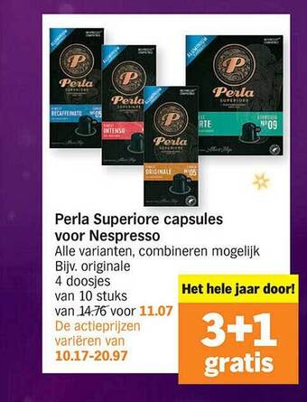 Albert Heijn Perla superiore capsules voor nespresso aanbieding