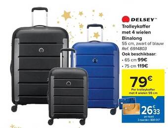 Carrefour Trolleykoffer met 4 wielen binalong aanbieding