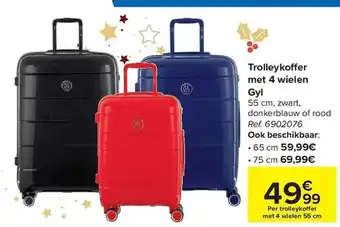 Carrefour Trolleykoffer met 4 wielen gyl aanbieding