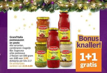 Albert Heijn Grand'italia pastasauzen en pesto aanbieding