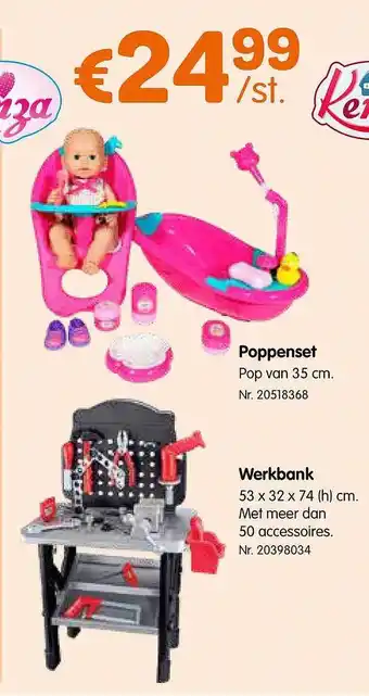 Poppenset, werkbank