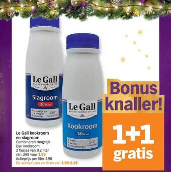 Le gall kookroom en slagroom