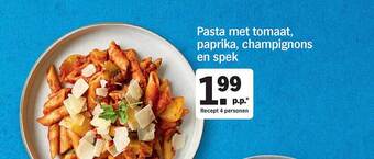 Albert Heijn Pasta met tomaat, paprika, champignons en spek aanbieding