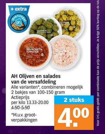 Ah olijven en salades van de versafdeling