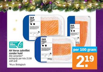 Albert Heijn Ah verse zalmfilet zonder huid aanbieding
