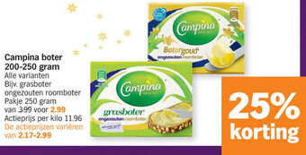 Albert Heijn Campina boter 200-250 gram aanbieding
