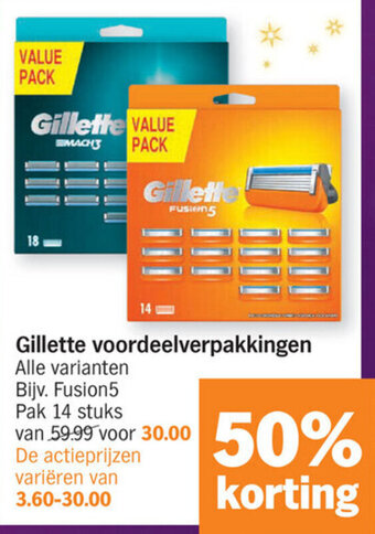 Albert Heijn Gillette voordeelverpakkingen aanbieding