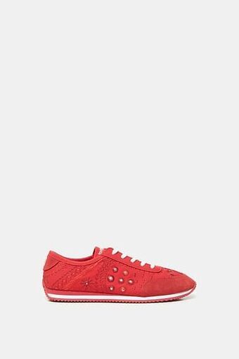 Leren sneakers met borduursel - RED - 37