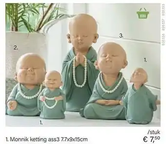 Multi bazar Monnik ketting ass3 7.7x9x15cm aanbieding