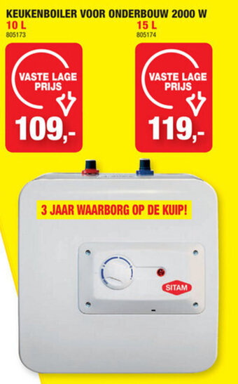 Hubo Keukenboiler voor Onderbouw 2000 W aanbieding