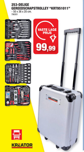 Hubo Kreator 253-Delige Gereedschapstrolley KRT951011 aanbieding