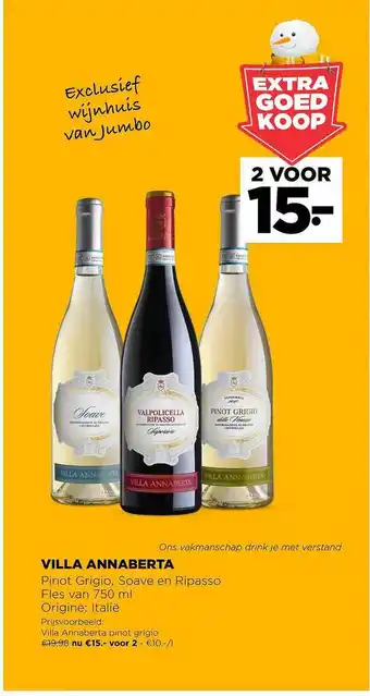 Jumbo Villa annaberta pinot grigio, soave en ripasso aanbieding