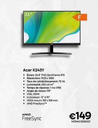 CompuDeals Acer k243y aanbieding