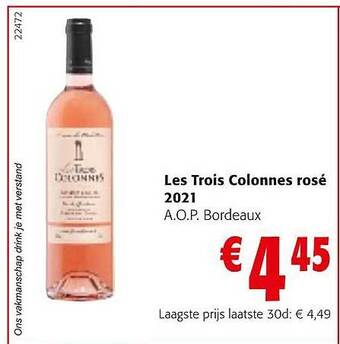 Colruyt Les trois colonnes rosé aanbieding