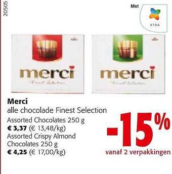 Colruyt Merci chocolade finest selection aanbieding