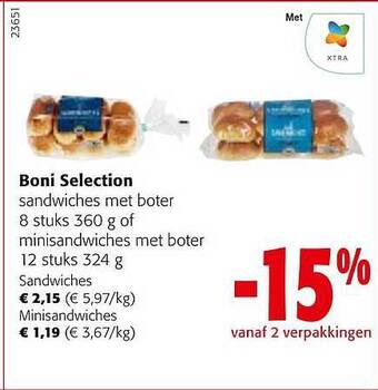 Colruyt Boni selection sandwiches met boter aanbieding
