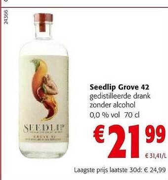 Colruyt Seedlip grove 42 gedistilleerde drank zonder alcohol aanbieding