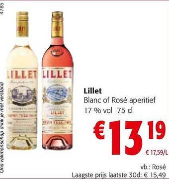 Colruyt Lillet blanc of rosé aperitief aanbieding