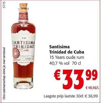 Colruyt Santisima trinidad de cuba 15 years oude rum aanbieding