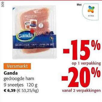 Colruyt Ganda gedroogde ham aanbieding