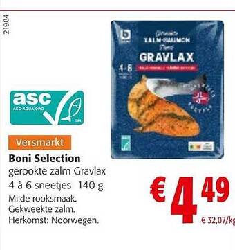 Colruyt Boni selection gerookte zalm gravlax aanbieding