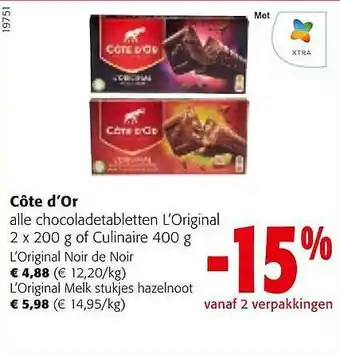 Colruyt Côte d'or chocoladetabletten aanbieding