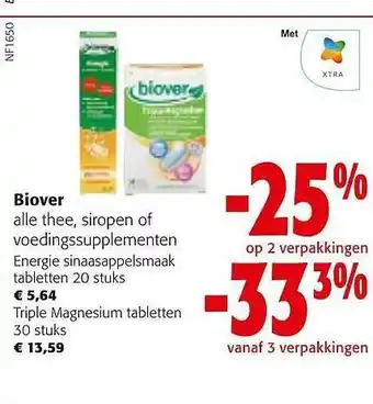 Colruyt Biover thee, siropen of voedingssupplementen aanbieding