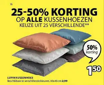 Jysk Lupin Kussenhoes 40x40cm aanbieding