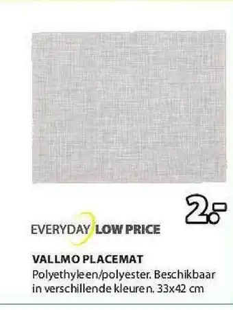 Jysk Everyday Low Price Vallmo Placemat 33x42cm aanbieding