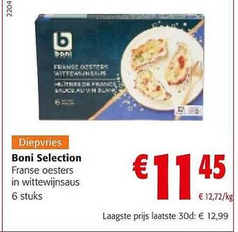 Colruyt Boni selection franse oesters in wittewijnsaus aanbieding