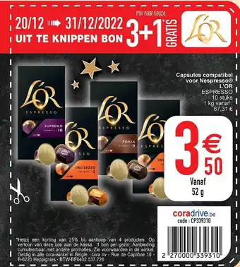 Cora Capsules compatibel voor nespresso l'or aanbieding