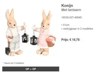 Konijn met lantaarn 51 cm