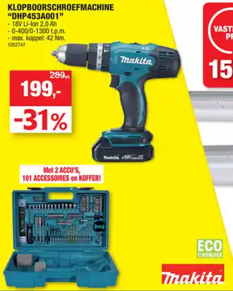 Hubo Makita Klopboorschroefmachine DHP453A001 aanbieding
