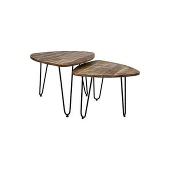 Leen Bakker HSM Collection salontafel Dexter (2 stuks) - naturelkleur/zwart - Leen Bakker aanbieding