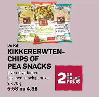 Ekoplaza De rit kikkererwtenchips of pea snacks aanbieding