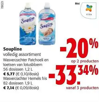 Colruyt Soupline wasverzachter patchoeli en toetsen van lotusbloem aanbieding