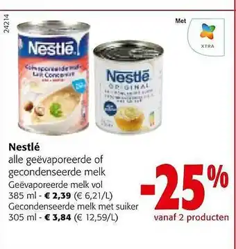 Colruyt Nestlé geёvaporeerde of gecondenseerde melk aanbieding