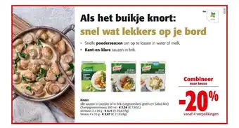 Colruyt Knorr sauzen i poeder in brik aanbieding