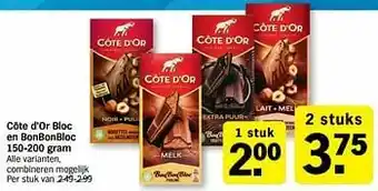 Albert Heijn Côte d`or bloc en bonbonbloc aanbieding