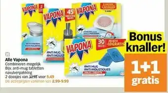 Albert Heijn Vapona anti-mug tabletten navulverpakking aanbieding